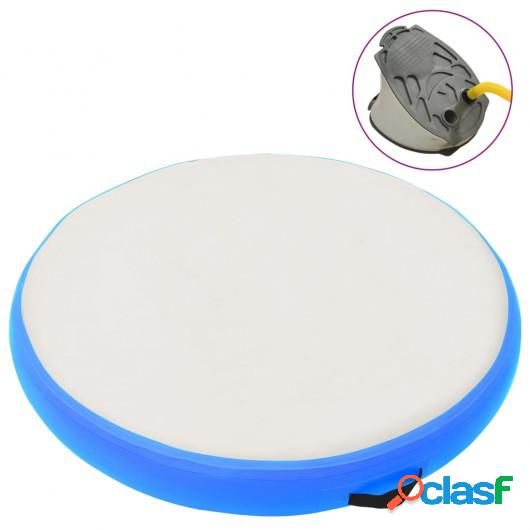 Esterilla inflable de gimnasia y bomba PVC azul 100x100x15