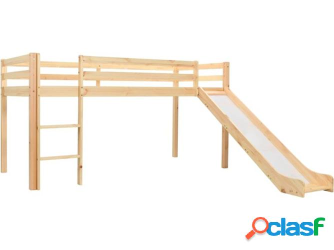 Estructura de cama VIDAXL infantil c/ tobogán escalera pino