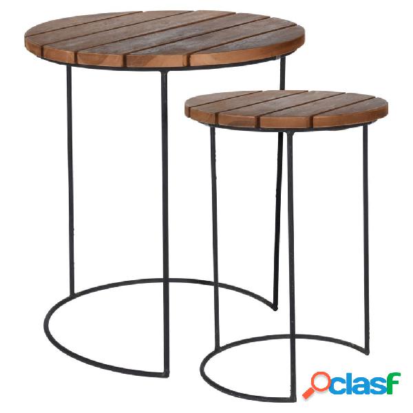 Home&Styling Juego de mesitas auxiliares 2 piezas teca
