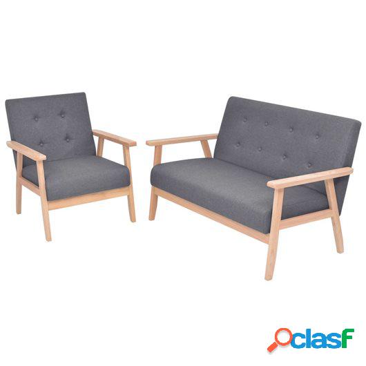 Juego de sofás de tela de 2 piezas color gris oscuro