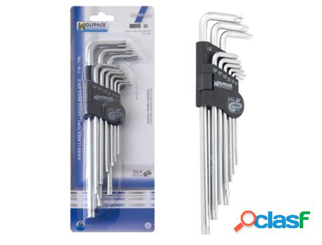 Juego llaves torx l 9 piezas largo inviolable