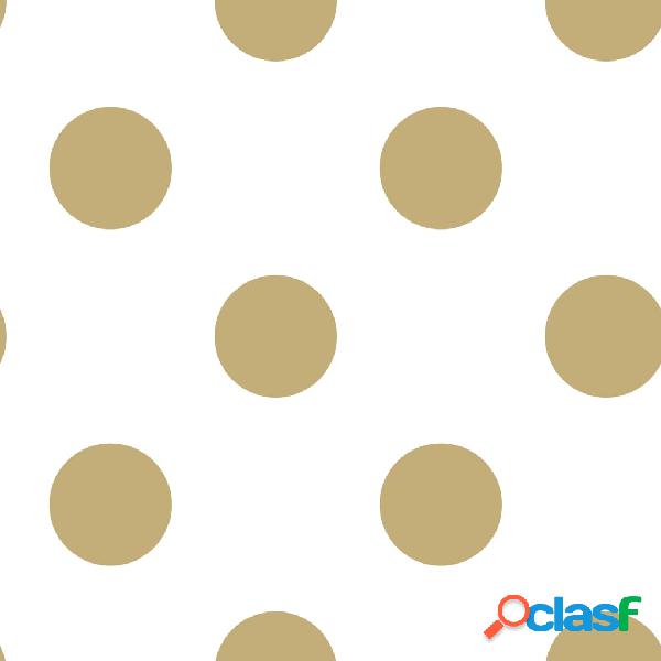 Kids at Home Papel de pared Dotty Gold blanco y dorado