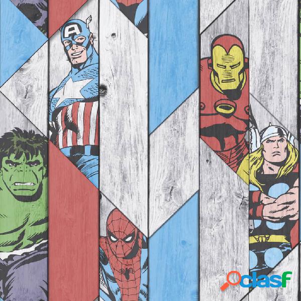 Kids at Home Papel de pared Marvel Wood gris 102435