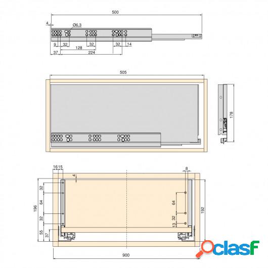 Kit de cajón para cocina o baño con tableros incluidos,
