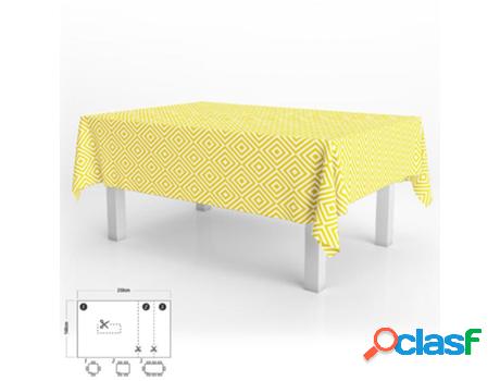 Mantel hule rectangular rombos amarillos. impermeable