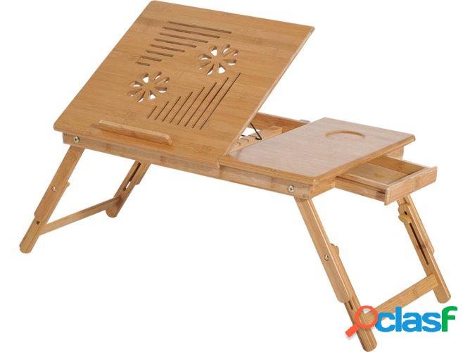 Mesa Multifunciones HOMCOM Bambu Portátil (55x35x22-30cm)