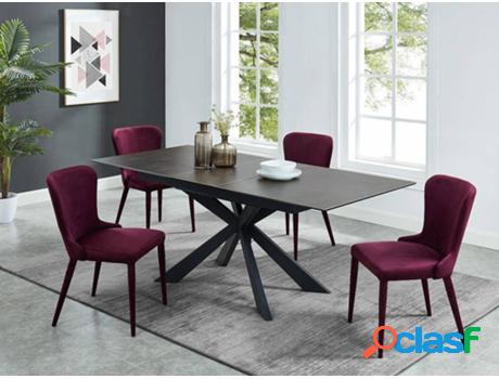 Mesa de Comedor VENTA-UNICA Albina (Gris - Vidrio, Piedra,