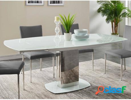 Mesa de Comedor VENTA-UNICA Talicia (Blanco - Vidrio, Metal