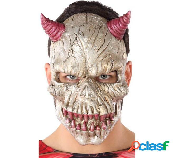Máscara de Demonio con Cuernos y Dientes Fucsia