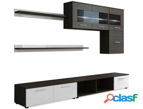 Mueble de TV SELECTIONHOME Blanco - Wengué (Melamina - 250