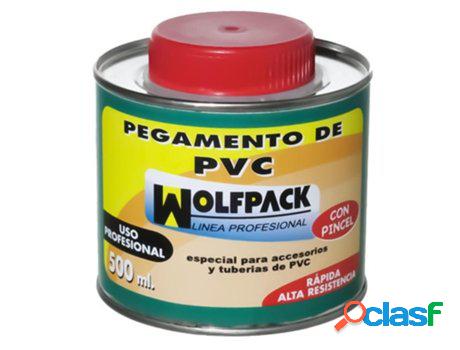 Pegamento pvc wolfpack con pincel 500 ml.