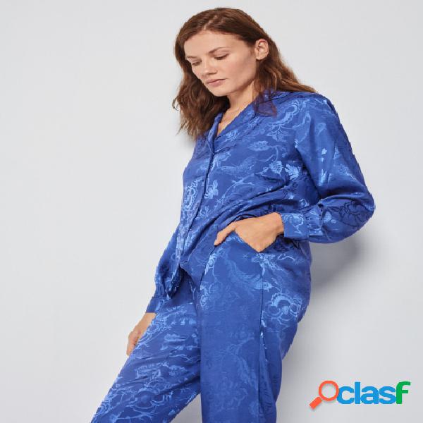 Pijama largo satinado estampado jacquard - Gisela