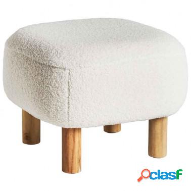 Puf reposapiés blanco tapizado bouclé