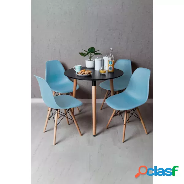 RegalosMiguel - Conjunto Mesa Tower Redonda 80 cm Negra y
