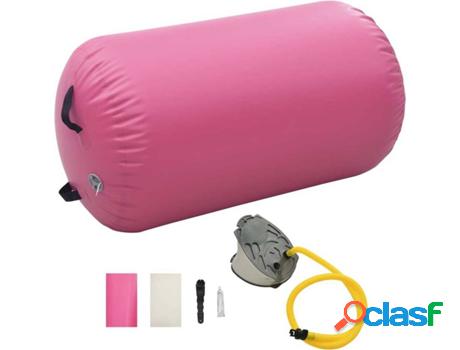 Rollo de Yoga inflable VIDAXL Rosa con bomba (100x60cm -