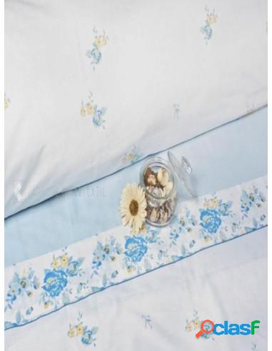 Sabanas Tolra Algodón Azul, Rosa Y Marrón Azul Claro 180