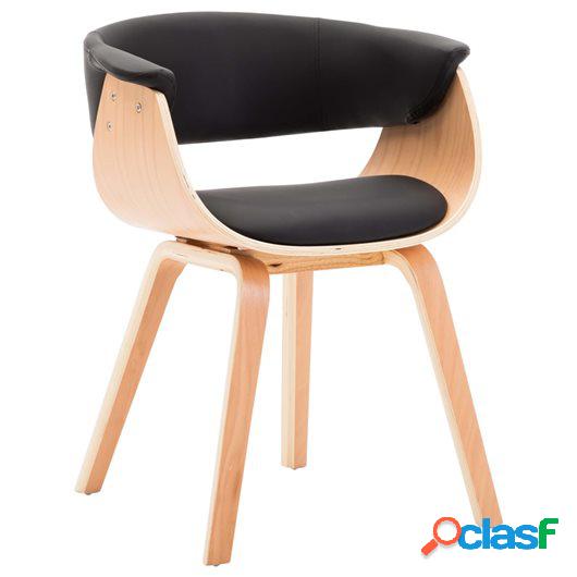 Silla de comedor con reposabrazos cuero sintético negro