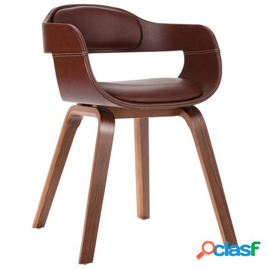 Silla de comedor de madera curvada y cuero artificial