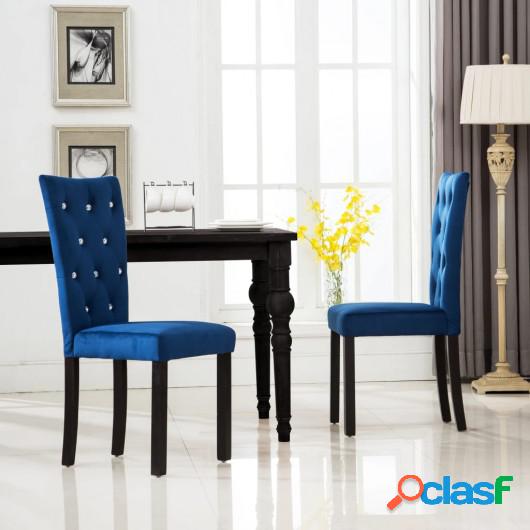 Sillas comedor de terciopelo azul oscuro 2 unidades