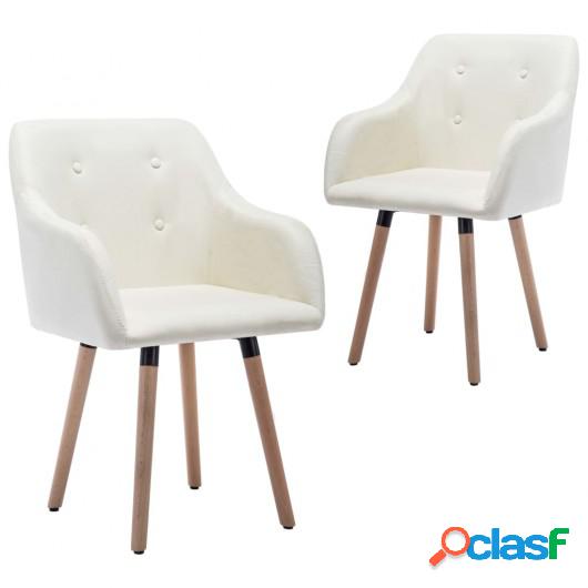 Sillas de comedor 2 unidades tela color crema