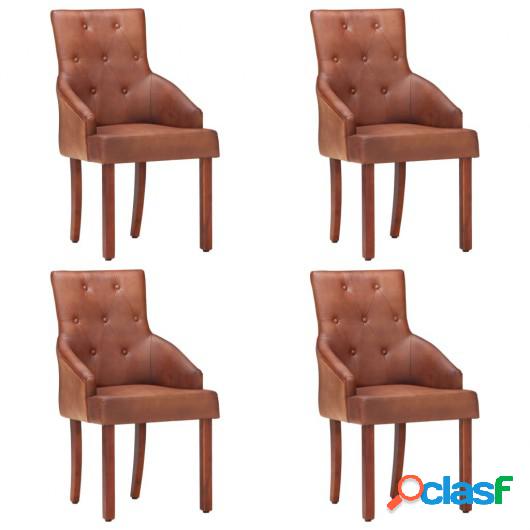 Sillas de comedor 4 unidades cuero auténtico de cabra