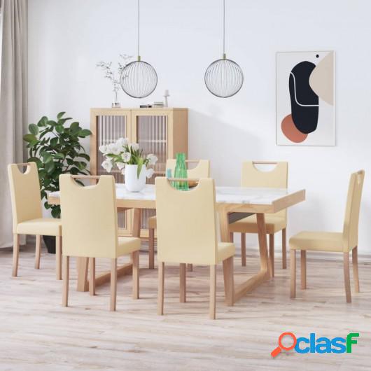 Sillas de comedor 6 unidades tela color crema