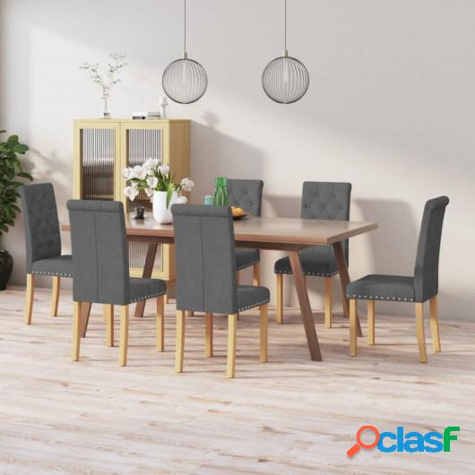 Sillas de comedor 6 unidades tela gris oscuro