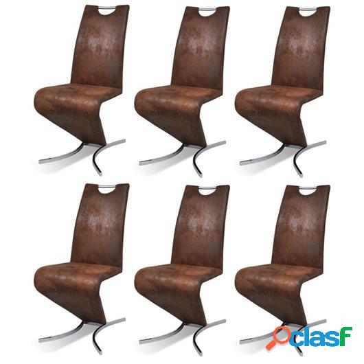 Sillas de comedor Cantilever 6uds forma H cuero artificial