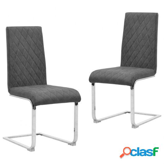 Sillas de comedor voladizas 2 unidades cuero sintético gris