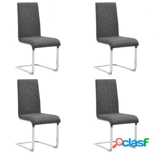 Sillas voladizas de comedor 4 unidades cuero sintético gris