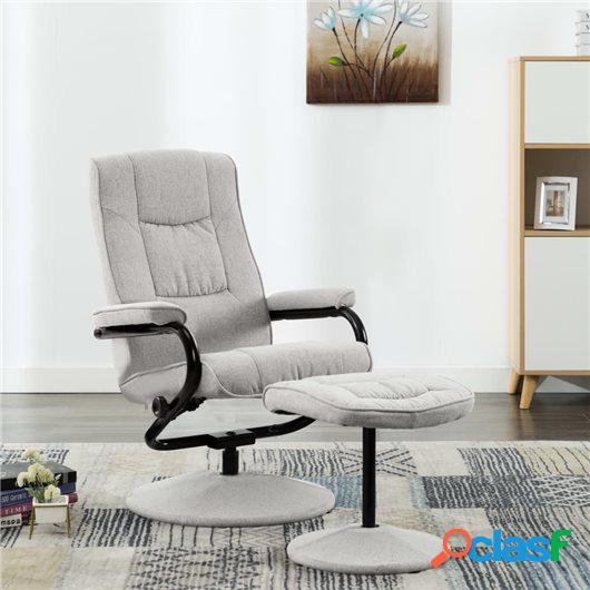 Sillón reclinable con reposapiés de tela gris claro
