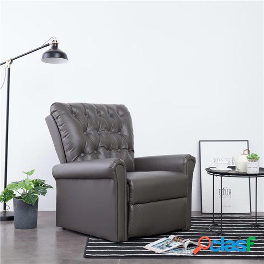 Sillón reclinable de cuero sintético gris