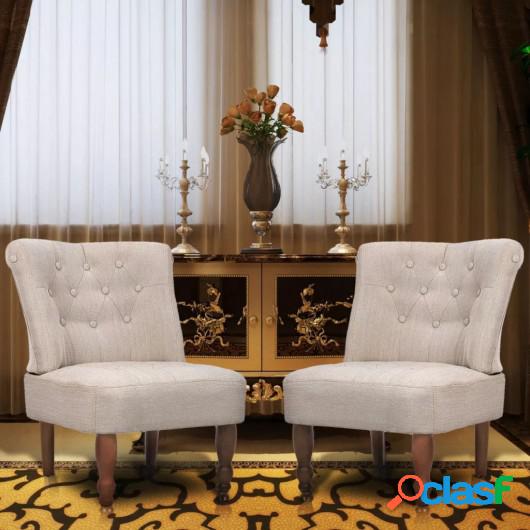 Sillones de estilo francés de tela 2 unidades color crema