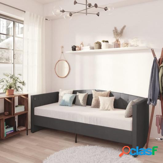 Sofá cama con colchón USB terciopelo gris oscuro 90x200 cm