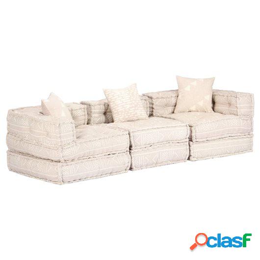 Sofá cama modular de 3 plazas de tela beige