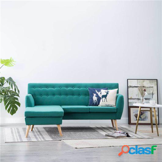 Sofá en forma de L tapizado de tela verde 171,5x138x81,5 cm