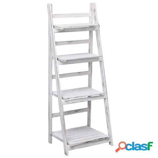 Soporte para plantas de 4 niveles madera blanco 43x33x113 cm