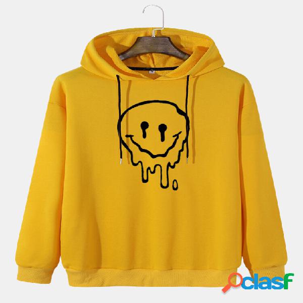 Sudaderas con capucha casuales con cordón y manga caída