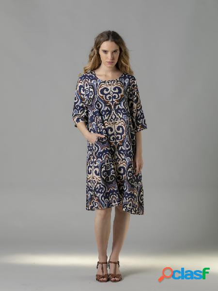 Vestido fluido con bolsillos Azul