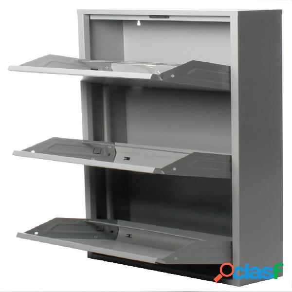 Zapatero de 3 puertas Duett en metal gris
