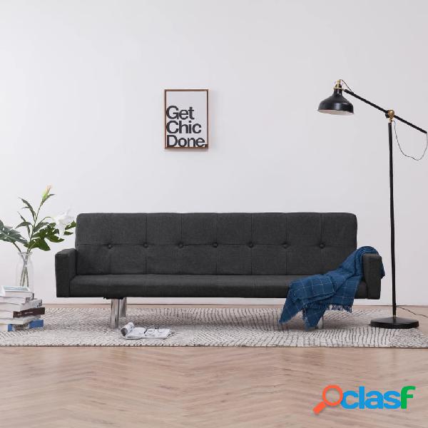 vidaXL 282218 Sofa Bed with Armrest Dark Grey Polyester