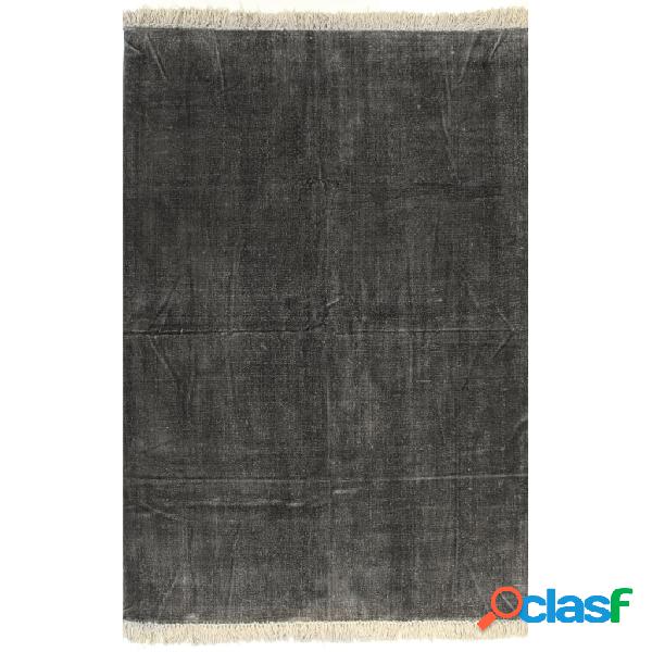 vidaXL Alfombra de algodón Kilim 160x230 cm gris antracita