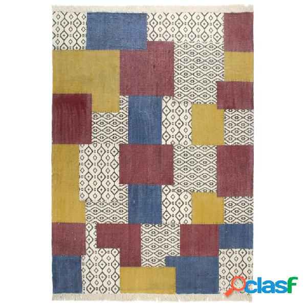vidaXL Alfombra de algodón Kilim estampado multicolor