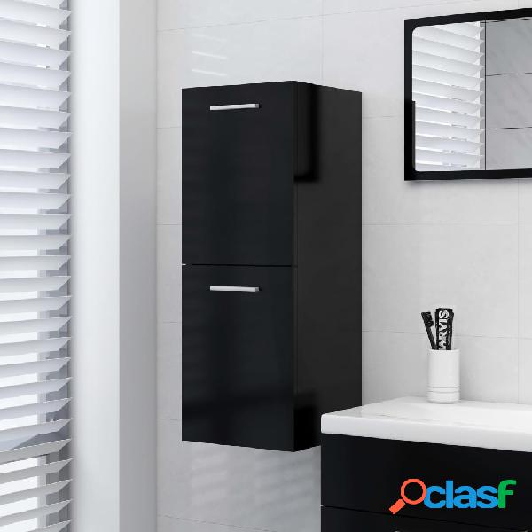 vidaXL Armario de cuarto de baño aglomerado negro 30x30x80