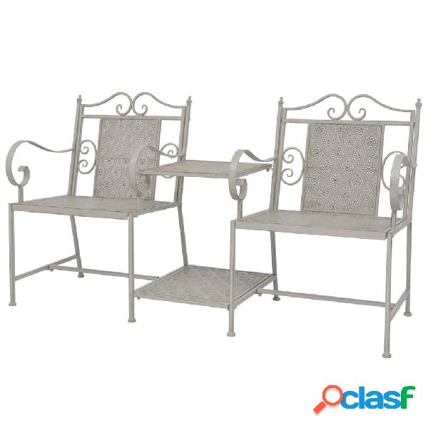 vidaXL Banco de 2 asientos 161 cm acero gris
