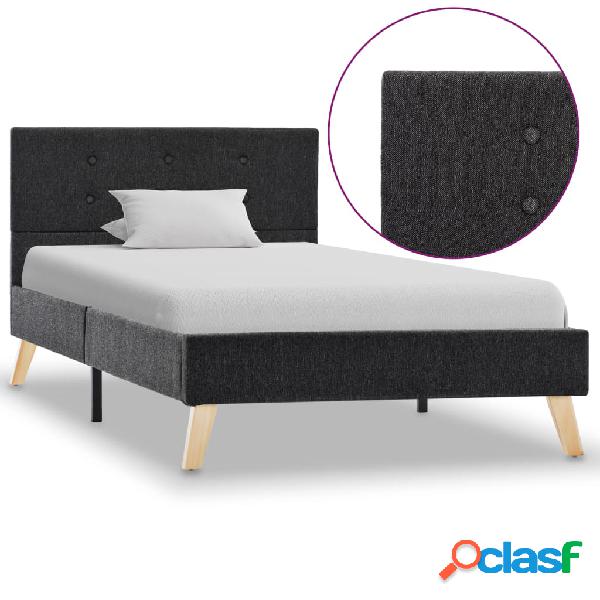 vidaXL Estructura de cama de tela gris oscuro 90x200 cm