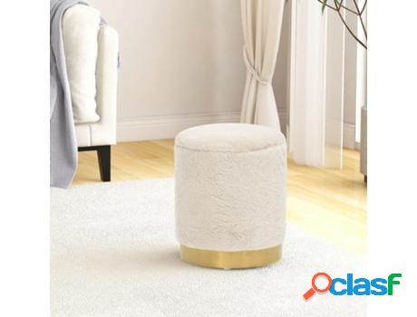 vidaXL Hocker de almacenaje redondo blanco peluche