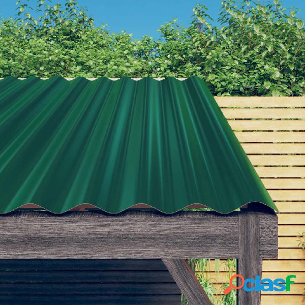 vidaXL Paneles de tejado 36 unidades acero recubierto verde