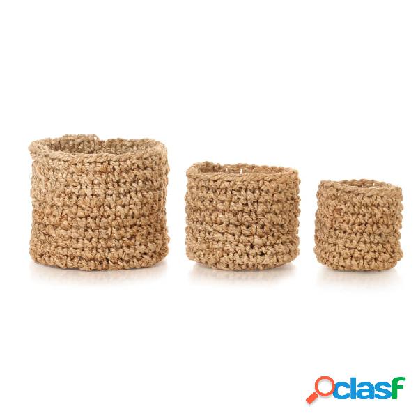 vidaXL Set cestas almacenamiento 3 piezas hechas a mano yute