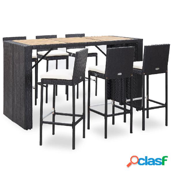 vidaXL Set muebles bar jardín 7 piezas y cojines ratán